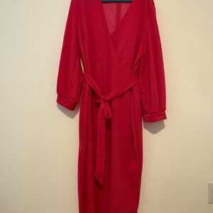 Elegant Pink Wrap Dress